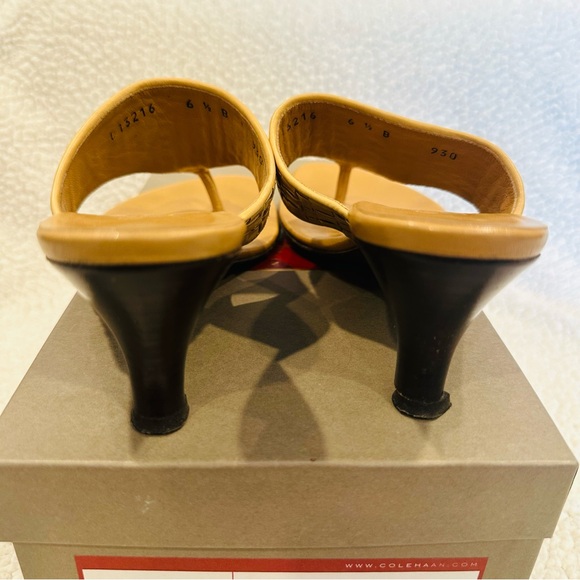 Cole Haan Woven Leather Tan Sandal Heels - Picture 4 of 8